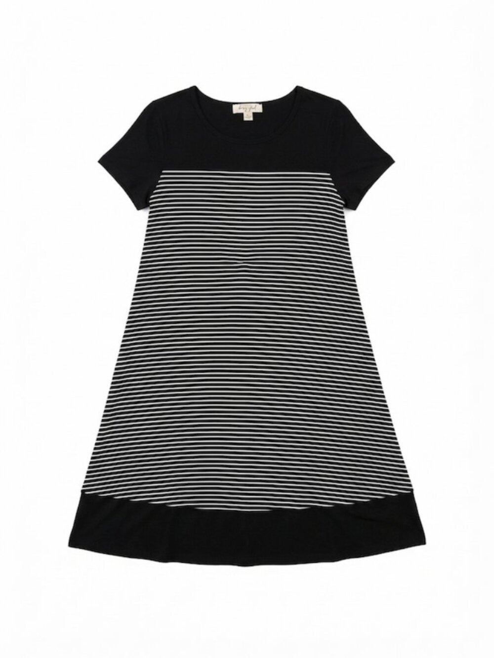 Daisy Island T-Shirt Dress Casual Striped Black & White Medium - Picture 2 of 6